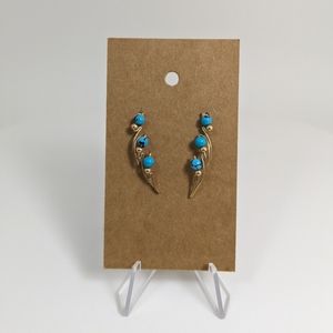 Gorgeous Turquoise Beaded Earrings, Ear Vines, Handmade Jewelry, Gift